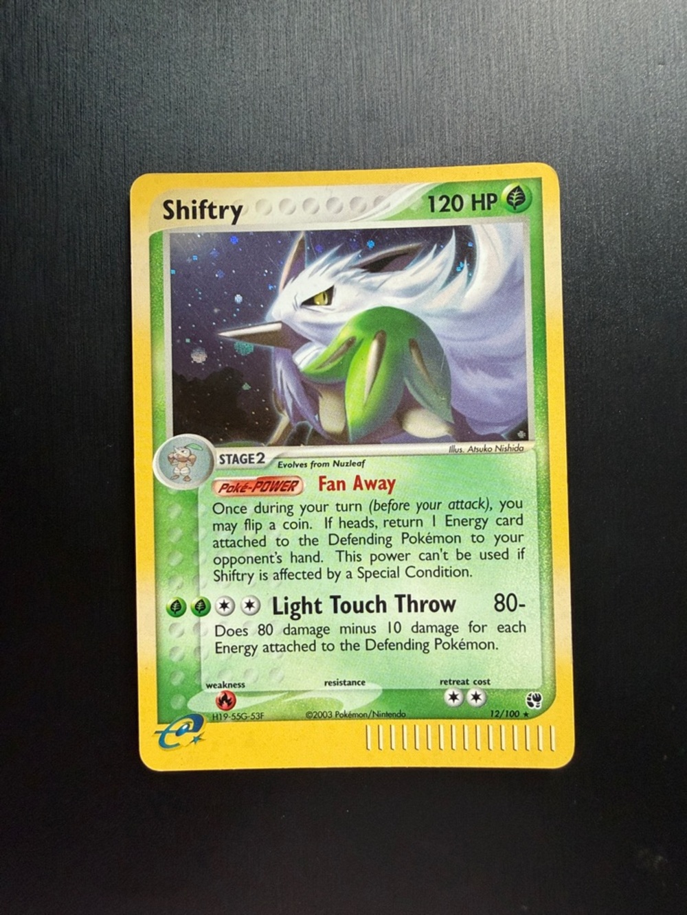 Shiftry 120 HP Pokémon Card - Green and Yellow 2003 Nintendo Holographic